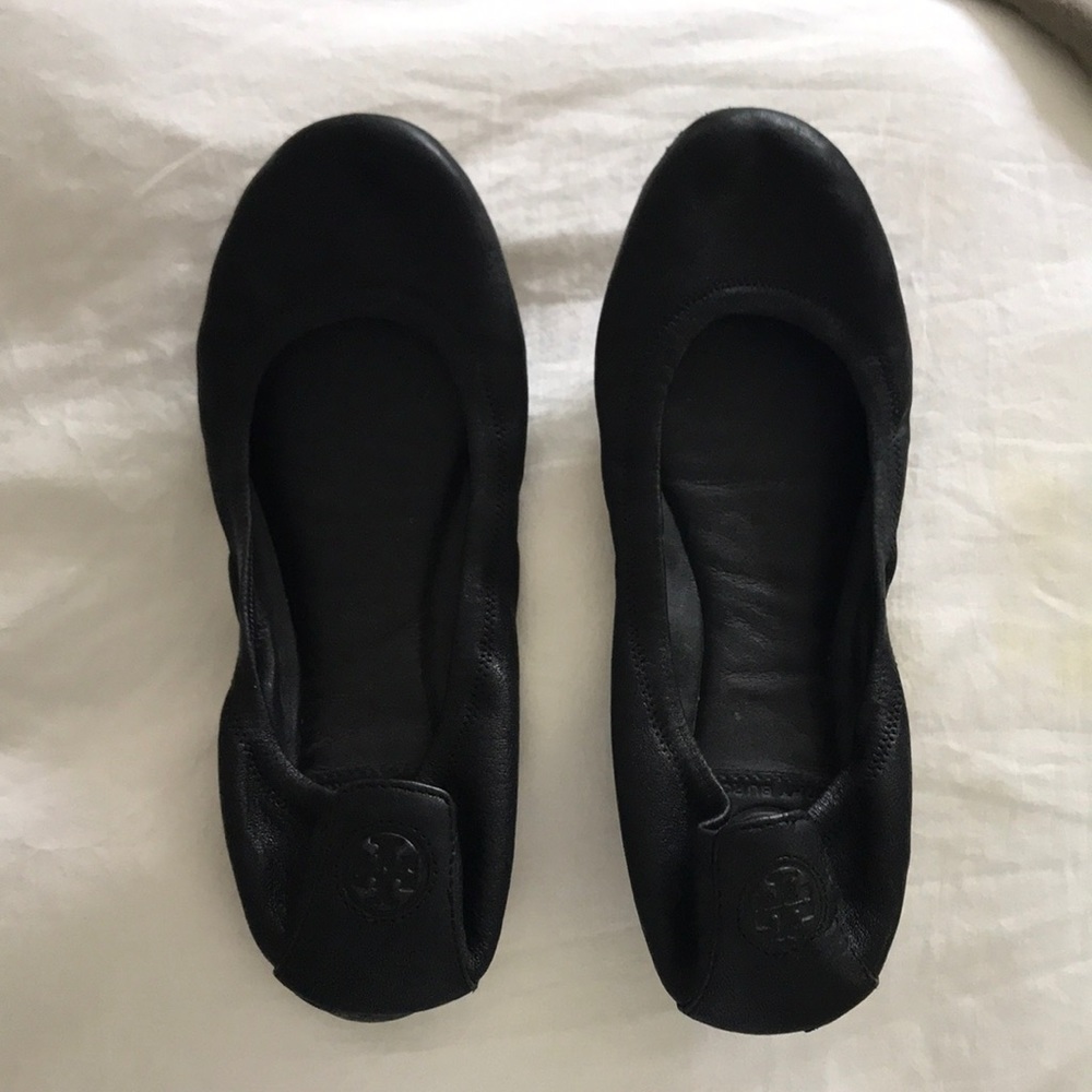 Tory Burch Black Leather Flats
